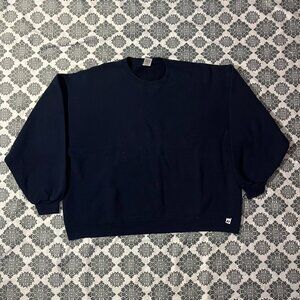 VTG 00s 2000s Russell Athletic Navy Blue Crewneck Sweatshirt Size XXL
